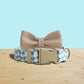 Sky Blue Gardenia Dog Collar and Leash Set, Personalized Engraved Buckle