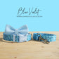 Blue Violet Floral Dog Collar and Leash Set, Personalized Name Buckle