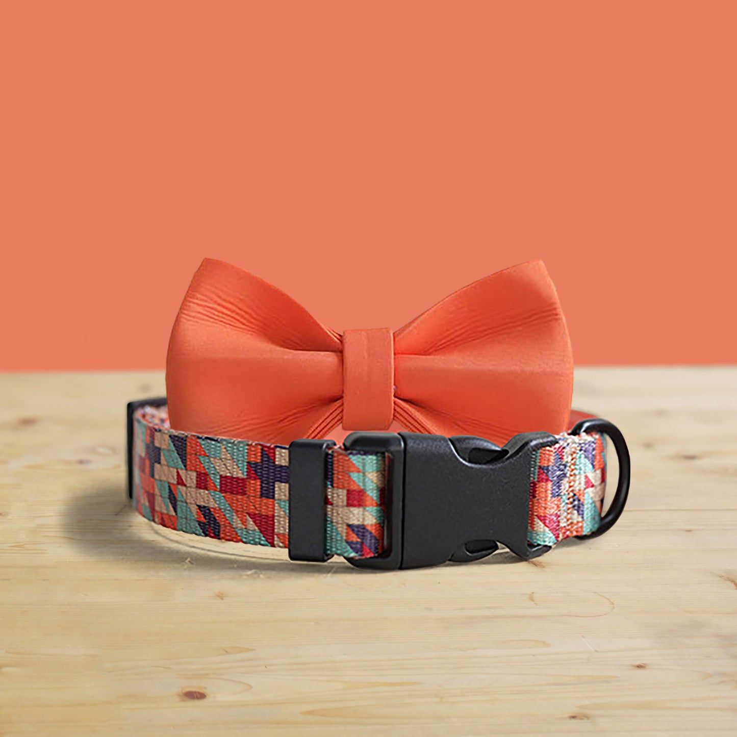 Personalized Dog Collar, Desert Dunes Pattern, Lightweight Nylon, Engraved Buckle