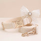 Personalized Lace Dog Collar with Engraved Buckle, Bowtie and Leash Set