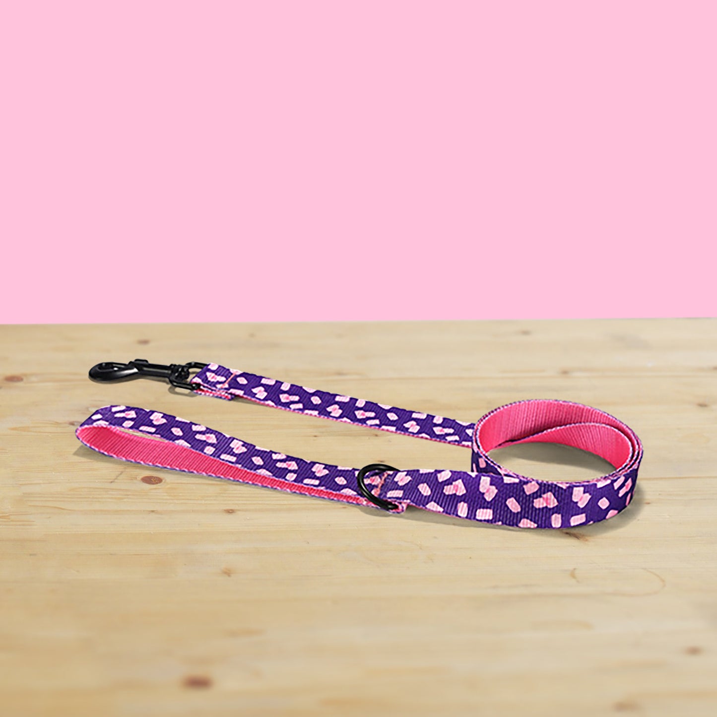 Personalised Pink Dog Collar Lightweight with Engraved Name Buckle| Leash | Bowtie, Featuring Marshmallow Pattern