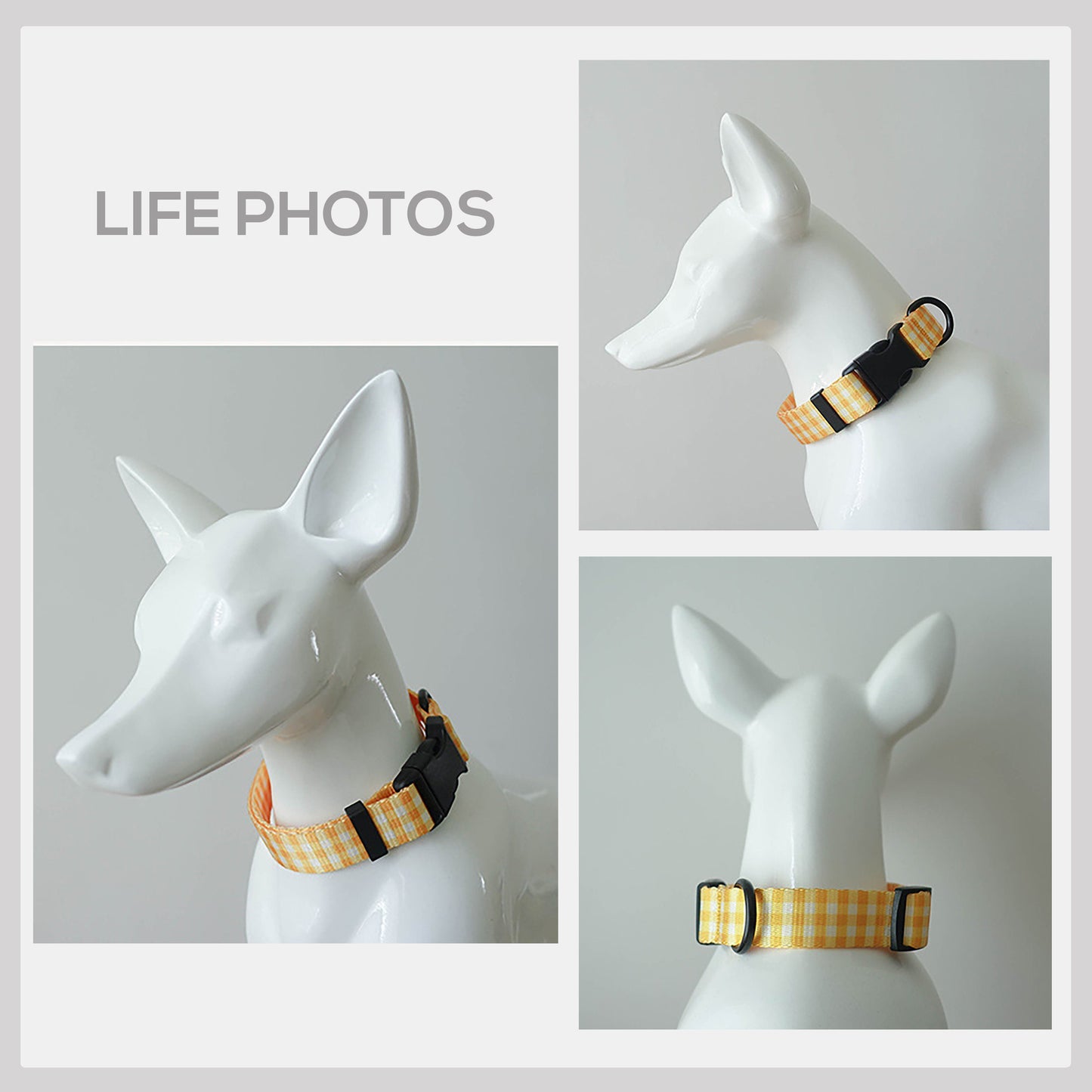 Personalized Butter Plaid Dog Collar, Leash, Bowtie Set – Engraved Name Buckle