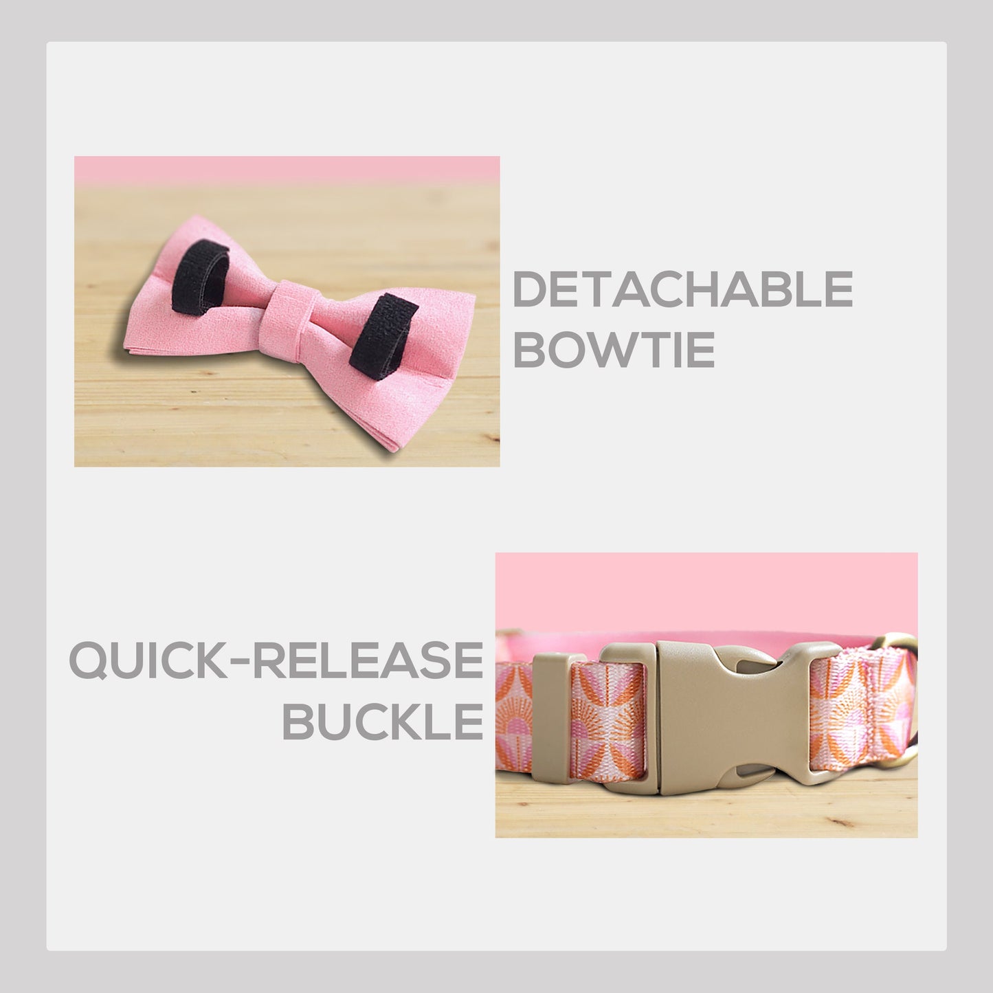Gold Tulip Personalized Dog Collar, Leash, Bowtie, Engraved Name Buckle