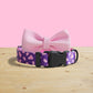 Personalised Pink Dog Collar Lightweight with Engraved Name Buckle| Leash | Bowtie, Featuring Marshmallow Pattern