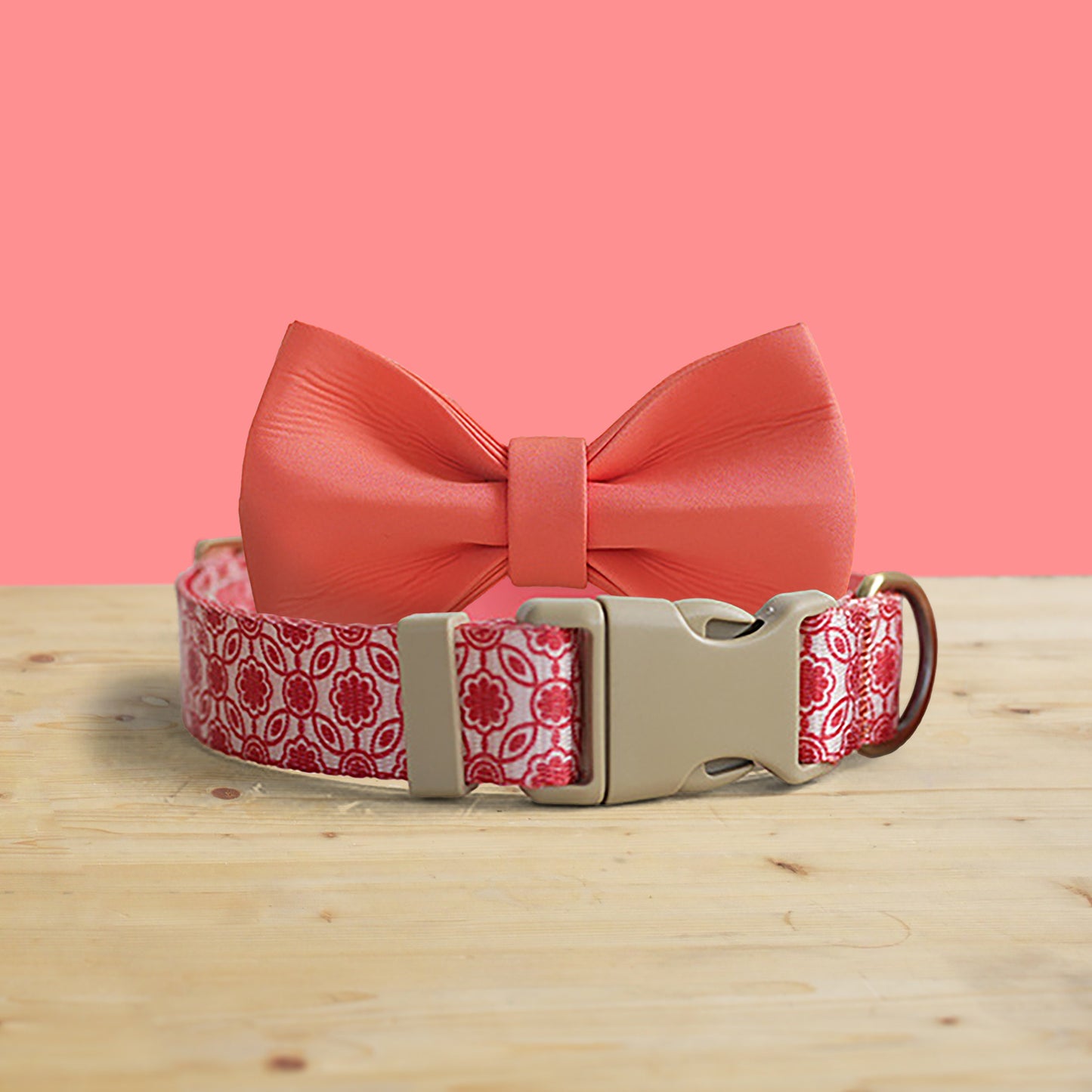 Personalized Nylon Dog Collar, Leash, Bowtie with Engraved Name Buckle