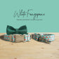 White Fangipani Dog Collar and Leash Set, Personalized Engraved Buckle, Nylon Fabric Handmade Accessory