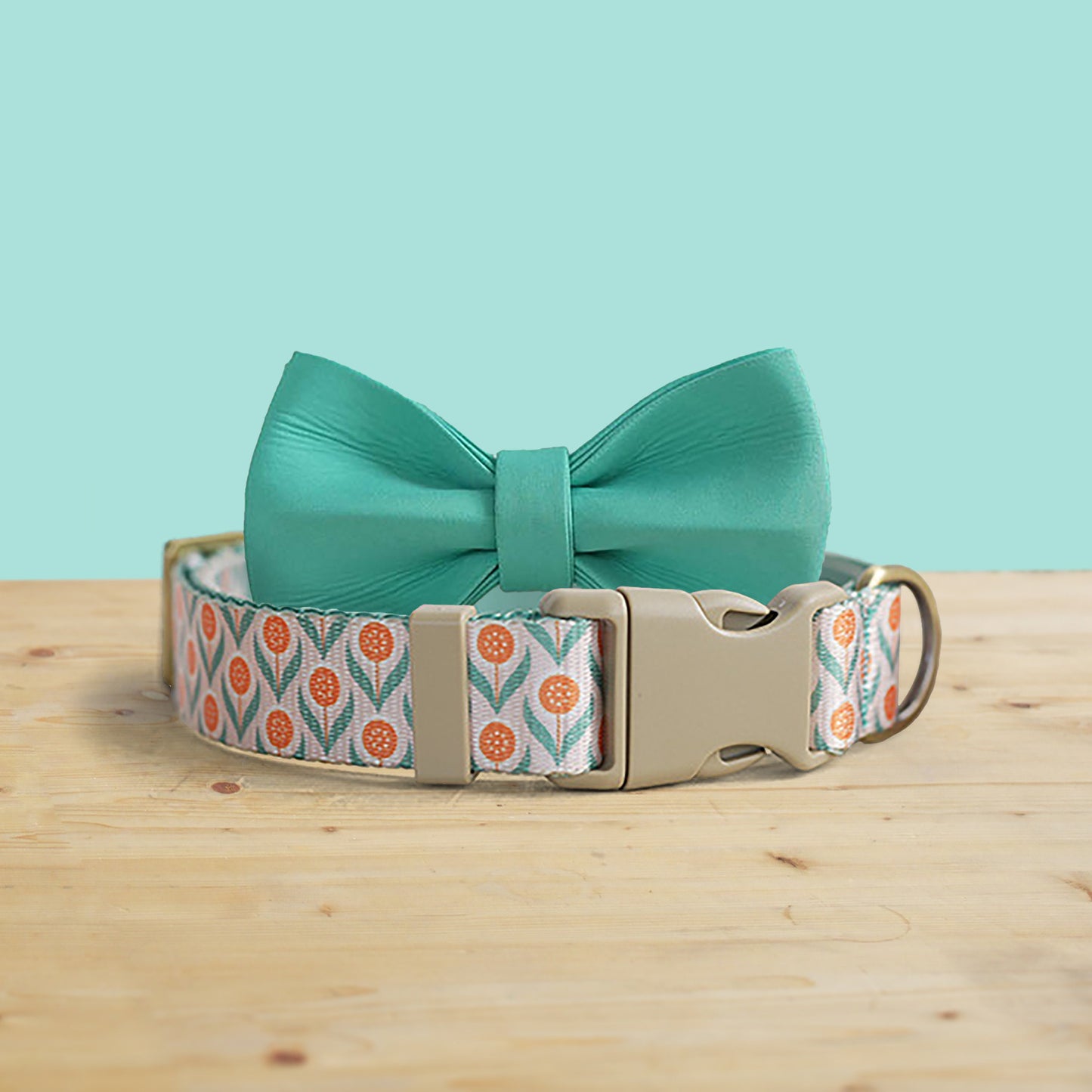 Personalized Poached Egg Plant Dog Collar and Leash Set, Engraved Buckle