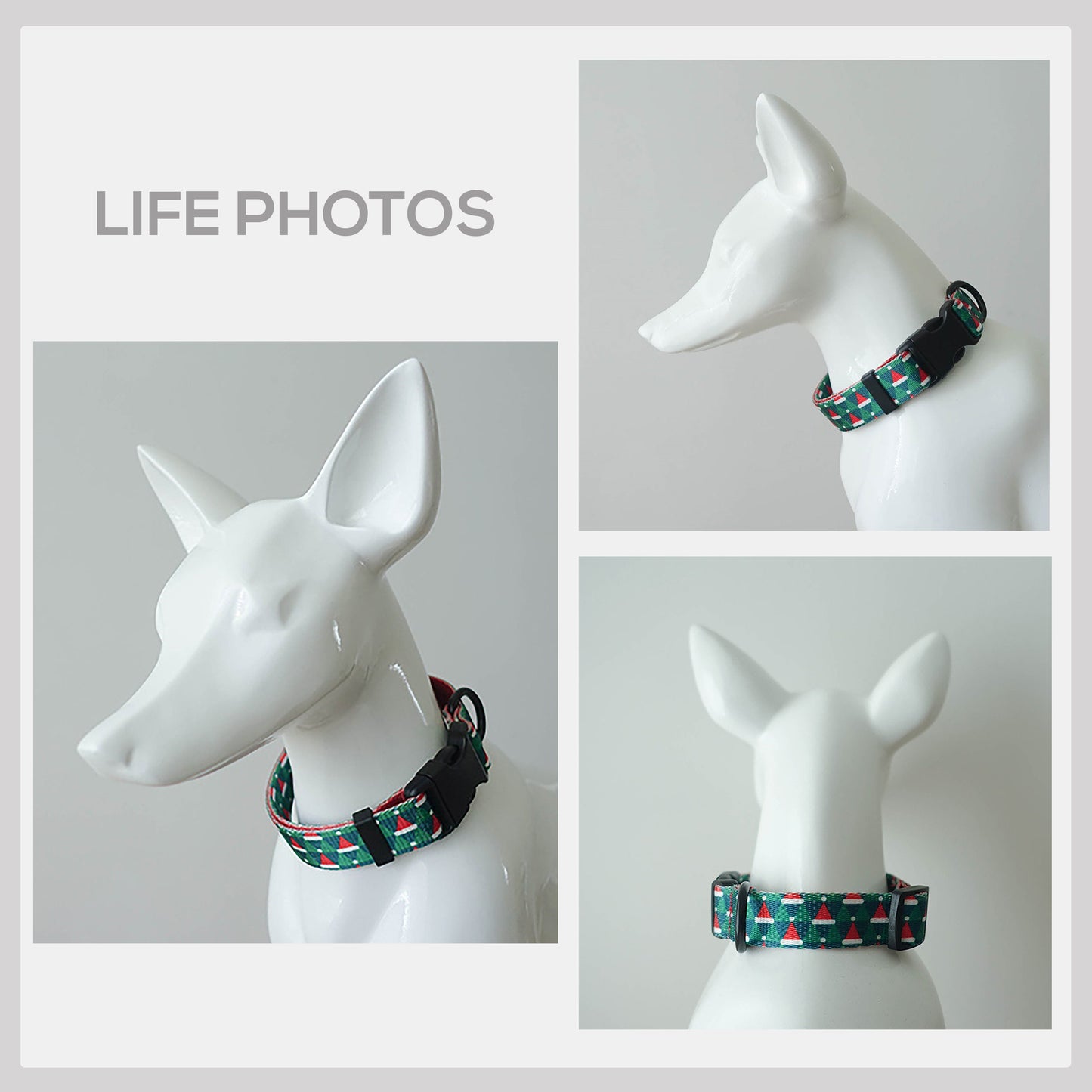 Personalized Christmas Dog Collar and Leash Set, Engraved Name Buckle, Handmade Pet Accessory