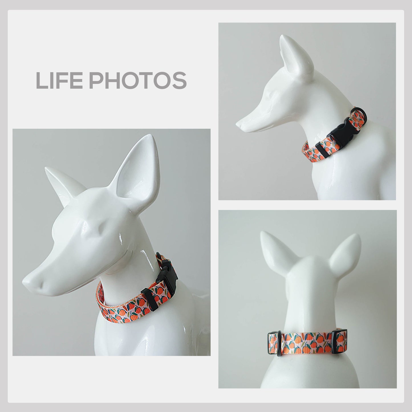 Orange Basket Dog Collar and Leash Set, Personalized Engraved Name Buckle