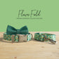 Flower Field Dog Collar, Personalized Nylon Leash, Engraved Name Buckle, Handmade Pet Accessory