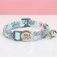 Personalized Floral Cat Collar, Engraved ID Tag, Breakaway Buckle, Adjustable Kitten Collar