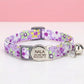 Personalized Floral Cat Collar, Engraved ID Tag, Breakaway Buckle, Adjustable Kitten Collar