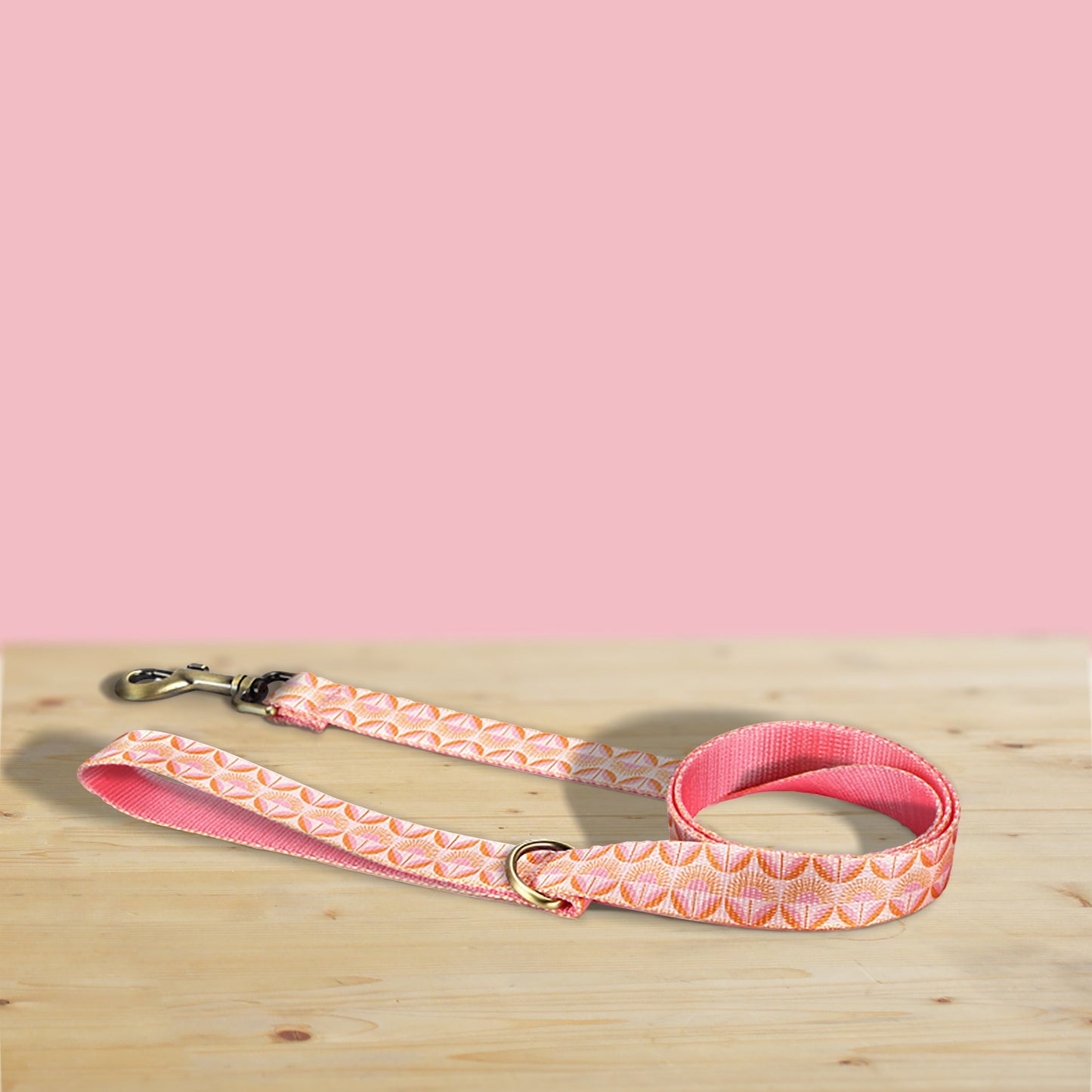 Sunrise Pink Floral Dog Collar Set with Engraved Buckle, Leash, Bowtie