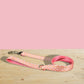 Sunrise Pink Floral Dog Collar Set with Engraved Buckle, Leash, Bowtie