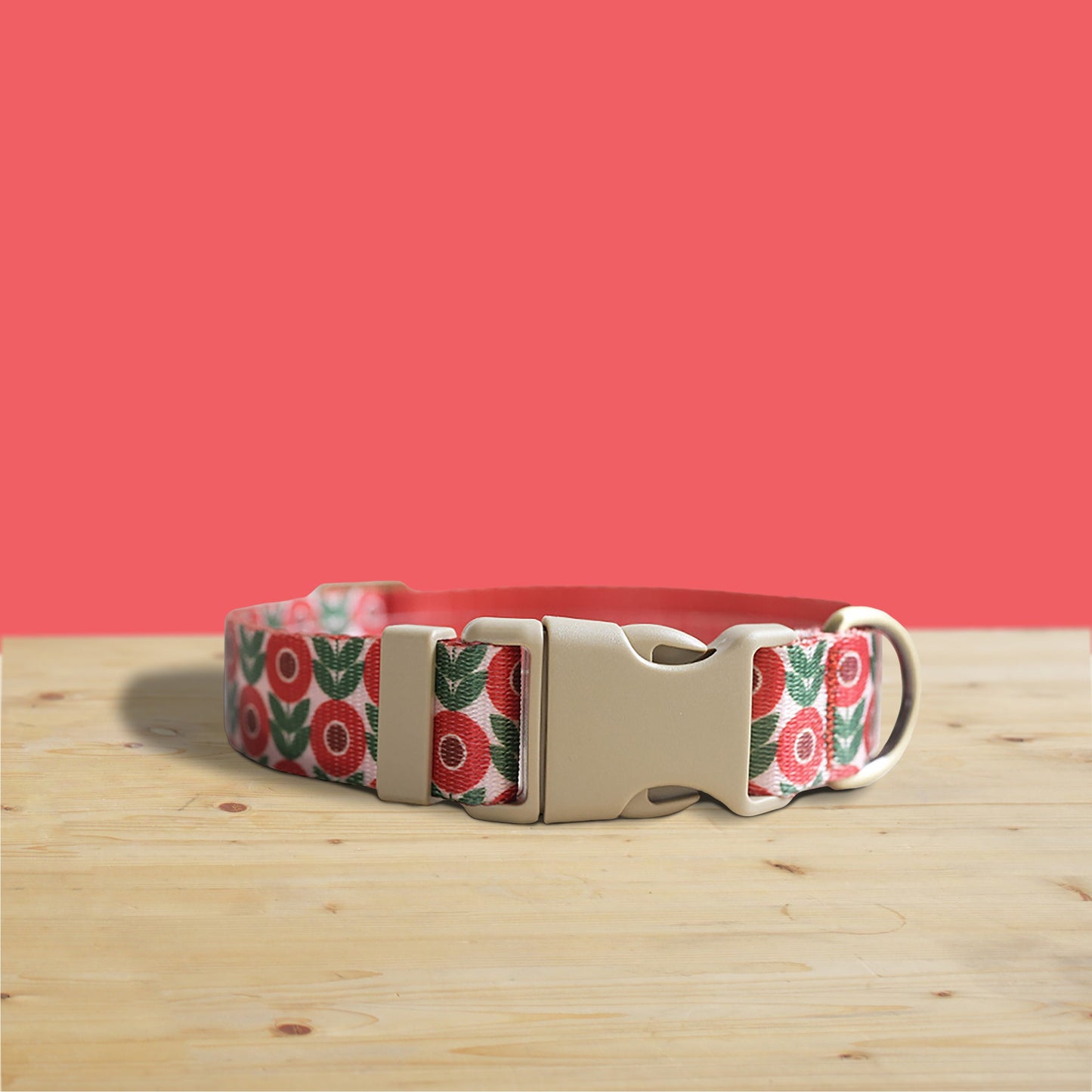 Red Sunflowers Dog Collar, Leash, Bowtie with Engraved Name Buckle