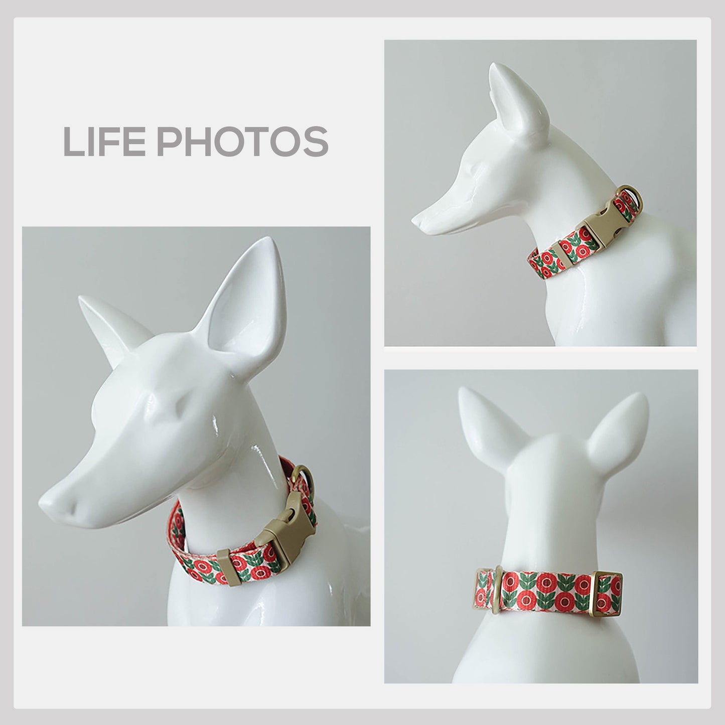 Red Sunflowers Dog Collar, Leash, Bowtie with Engraved Name Buckle