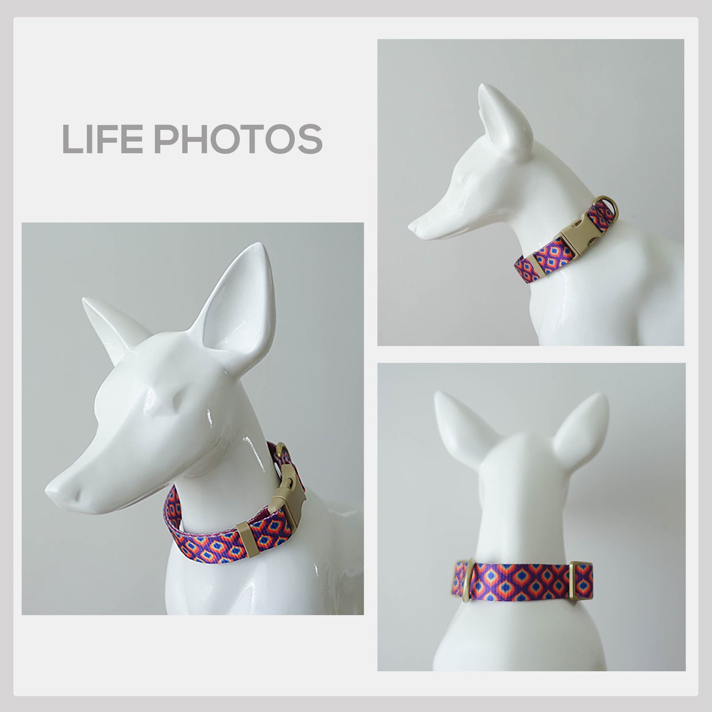 Personalized Rainbow Gem Dog Collar with Engraved Name Buckle