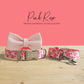 Pink Rose Floral Dog Collar and Leash Set with Bowtie, Personalized Name Buckle