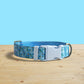 Blue Violet Floral Dog Collar and Leash Set, Personalized Name Buckle