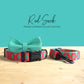 Personalized Dog Collar and Leash Set, Red Green Pattern, Engraved Name Buckle