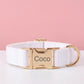 Personalized Tweed Bow Dog Collar with Name, Pink | Purple | Black | White Bouclé Puppy Collar with Gold Buckle, Cute Girl Dog Collar