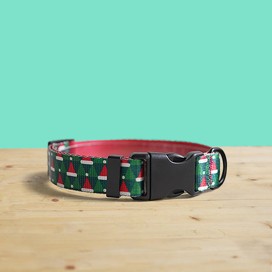 Personalized Christmas Dog Collar and Leash Set, Engraved Name Buckle, Handmade Pet Accessory