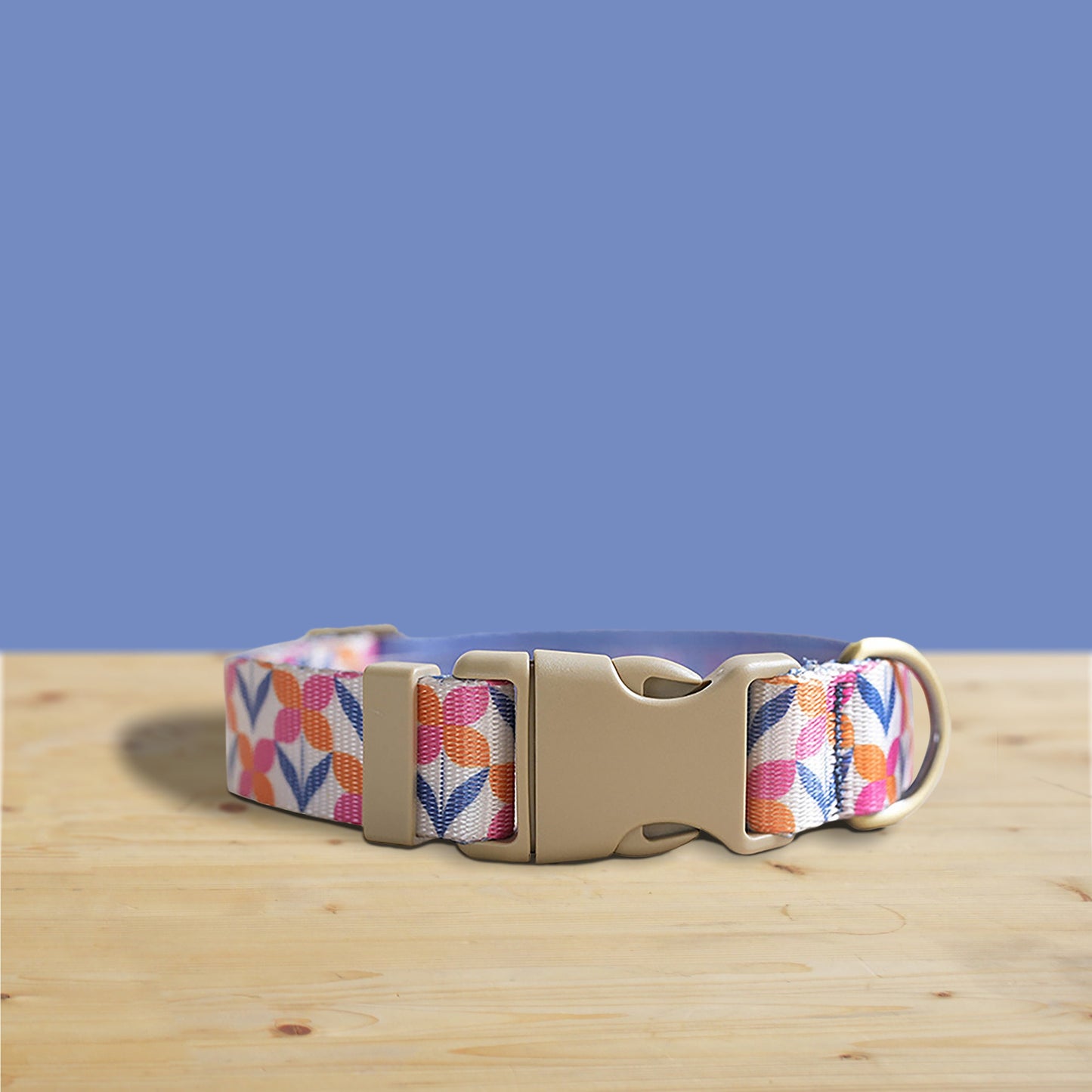 Violet Floral Dog Collar | Lightweight Personalised with Engraved Name Buckle, Leash | Bowtie