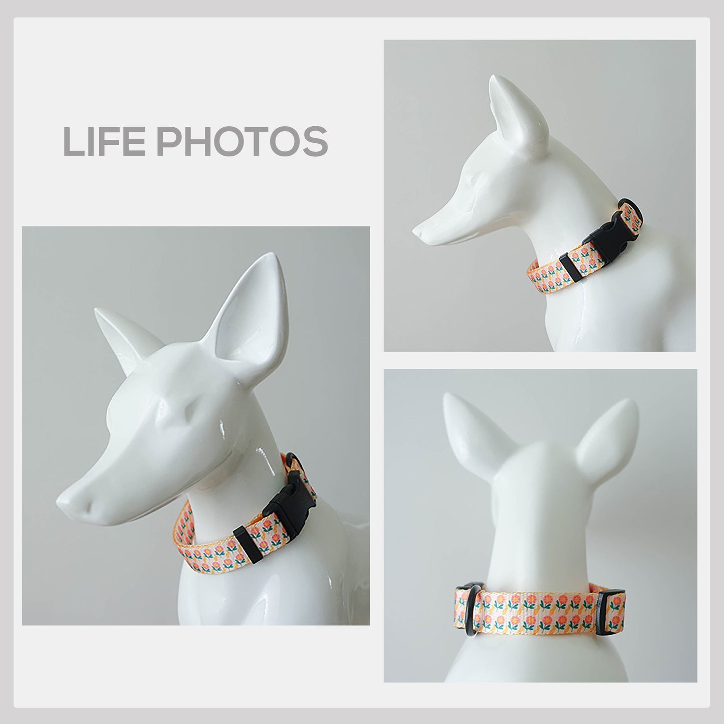 Personalized Sunflower Floral Dog Collar and Leash Set, Engraved Name Buckle