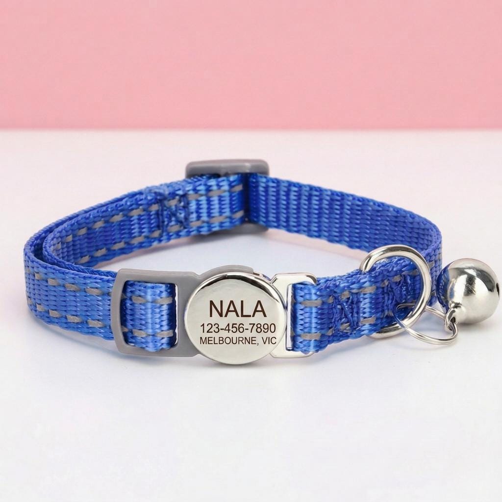 Personalized Cat Collar with Bell | Breakaway Safety Nylon ID Tag