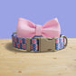 Personalized Blue Tulip Dog Collar and Leash Set, Engraved Name Buckle
