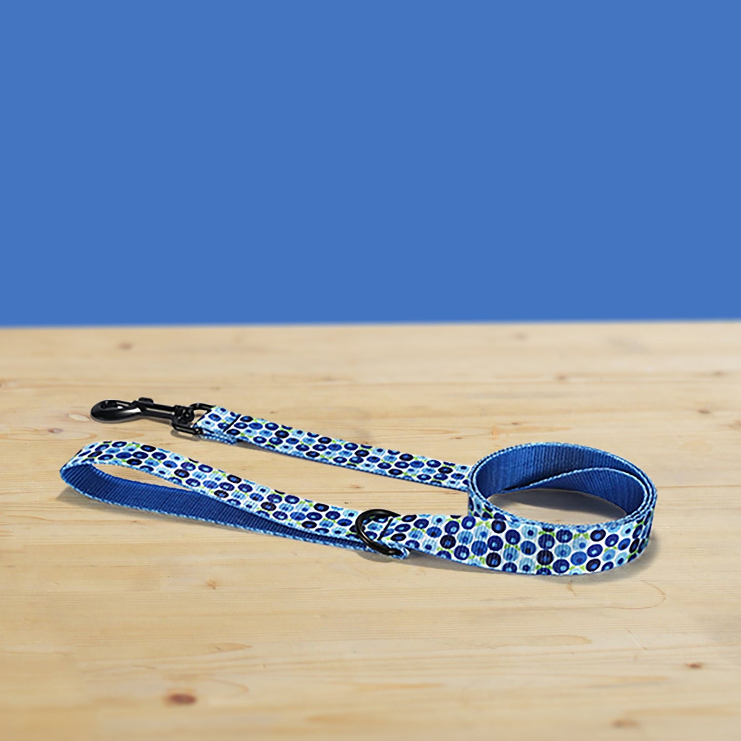 Personalized Blueberry Dog Collar and Leash Set, Engraved Name Buckle, Lightweight Nylon Pet Accessory