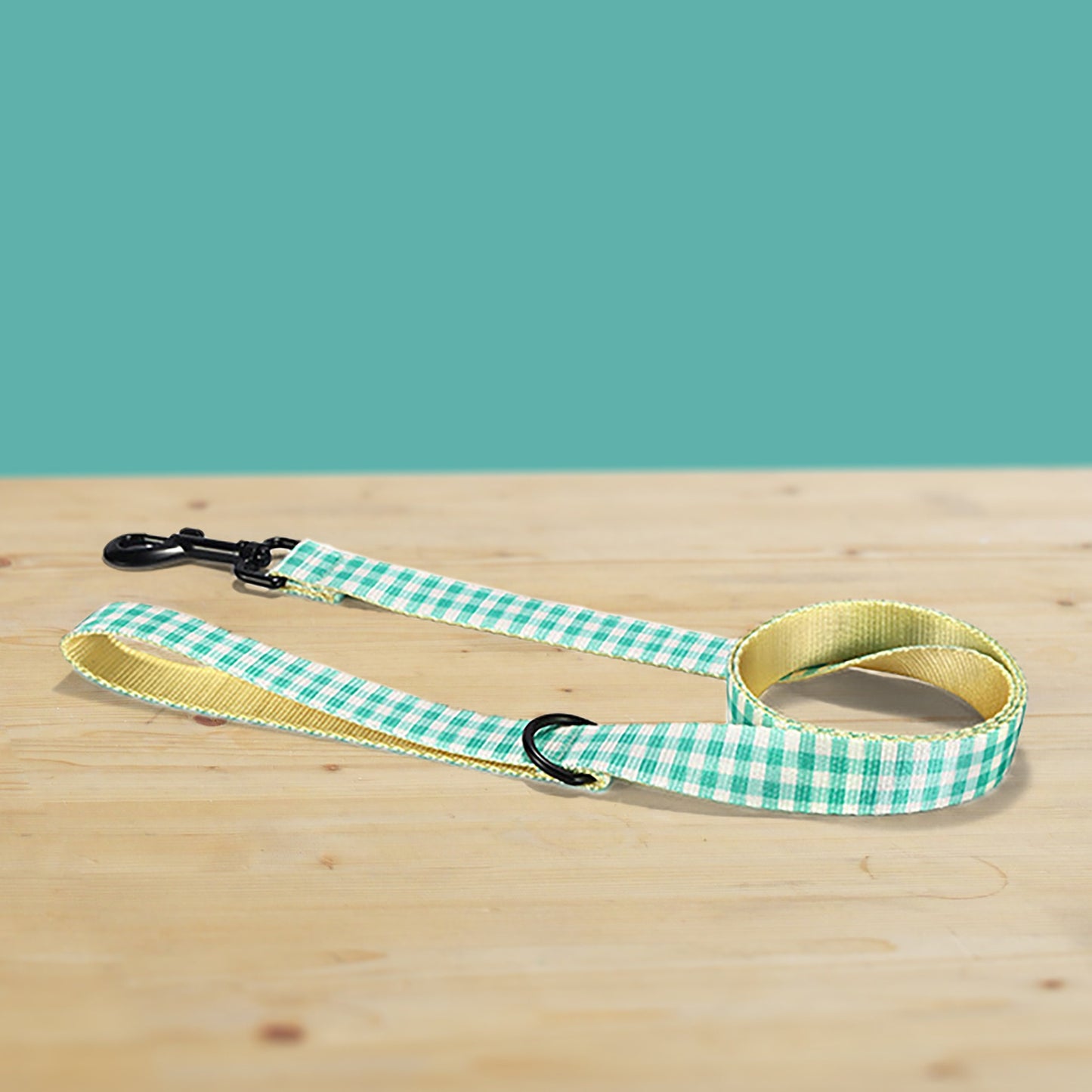 Personalized Grass Plaid Dog Collar and Leash Set with Bowtie