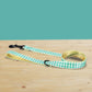 Personalized Grass Plaid Dog Collar and Leash Set with Bowtie