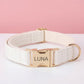 Personalized Tweed Dog Collar, Custom Engraved Gold Buckle Pet Accessory