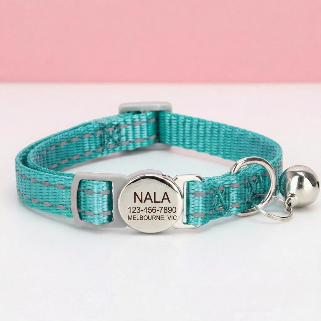 Personalized Cat Collar with Bell | Breakaway Safety Nylon ID Tag
