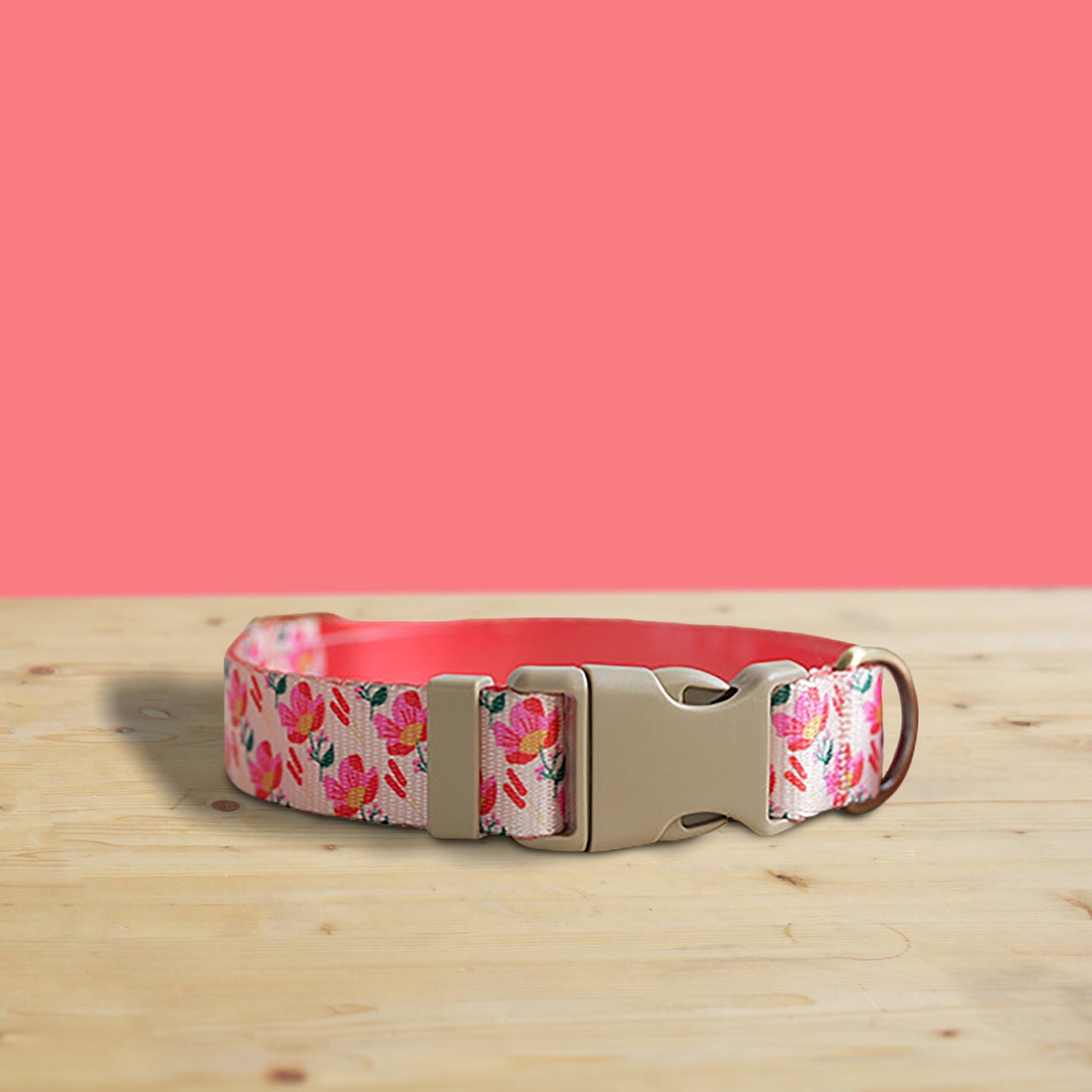 Pink Rose Floral Dog Collar and Leash Set with Bowtie, Personalized Name Buckle