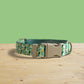 Flower Field Dog Collar, Personalized Nylon Leash, Engraved Name Buckle, Handmade Pet Accessory