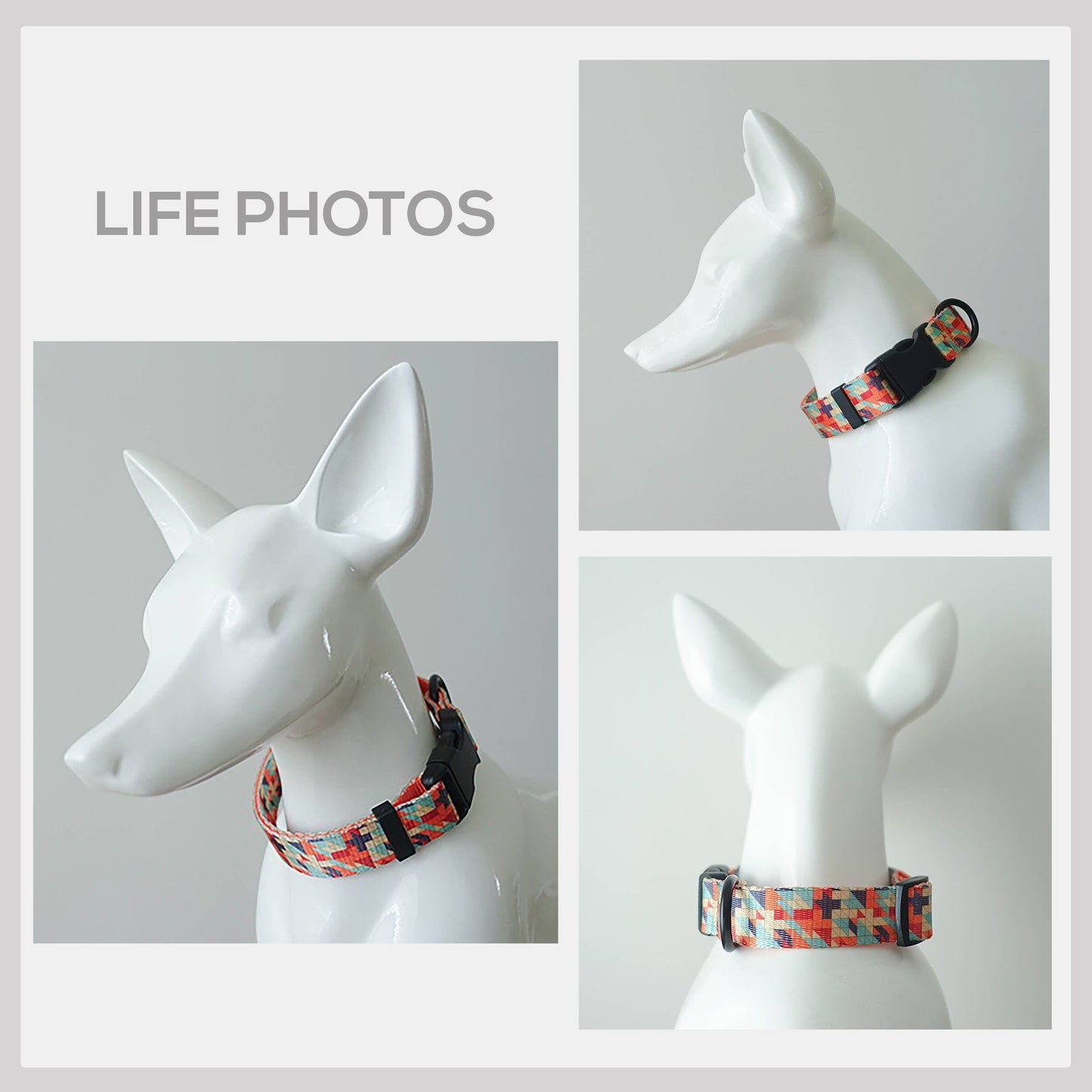Personalized Dog Collar, Desert Dunes Pattern, Lightweight Nylon, Engraved Buckle