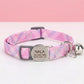Personalized Cat Collar Safety Buckle | Pink Plaid Polyester | Adjustable 19-30cm