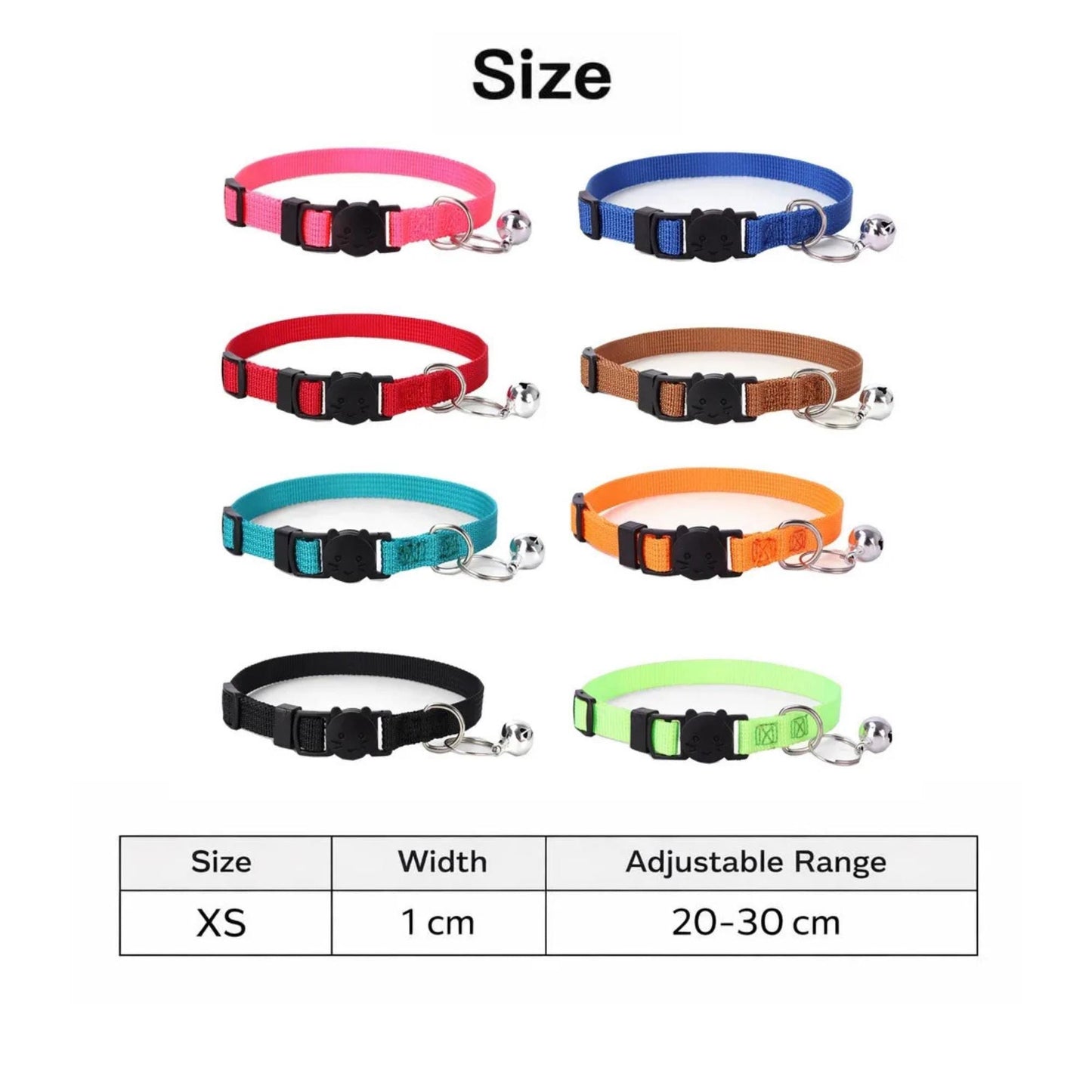 Personalized Cat Collar with Bell, Breakaway Safety Buckle, Adjustable Kitten Collar (8 Colours)