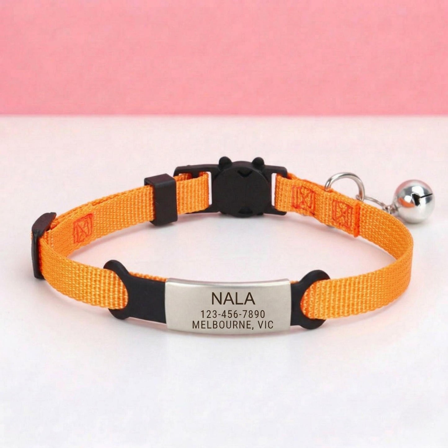 Personalized Cat Collar with Bell, Breakaway Safety Buckle, Adjustable Kitten Collar (8 Colours)