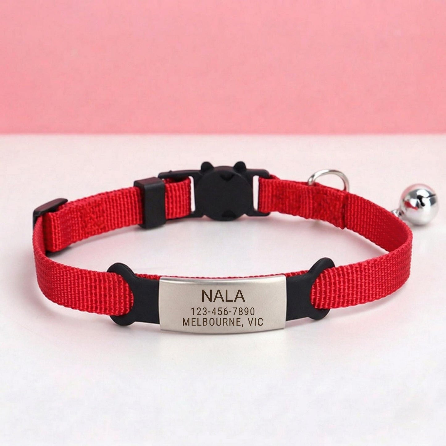 Personalized Cat Collar with Bell, Breakaway Safety Buckle, Adjustable Kitten Collar (8 Colours)