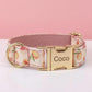 Personalized Dog Collar Set | Pink Peach Pattern | Braided Nylon Rope Leash