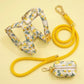 Lemon Print Dog Collar, Leash, and Poop Bag Holder Set | Personalized Pet Gear