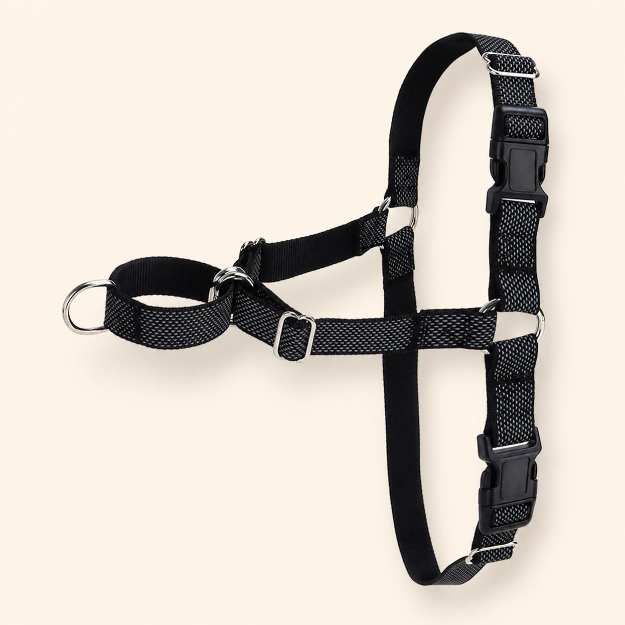 Black No Pull Sighthound Harness, Optional Engraved Martingale Collar & Optional Leash for Whippet Greyhound, Reflective Dog Set