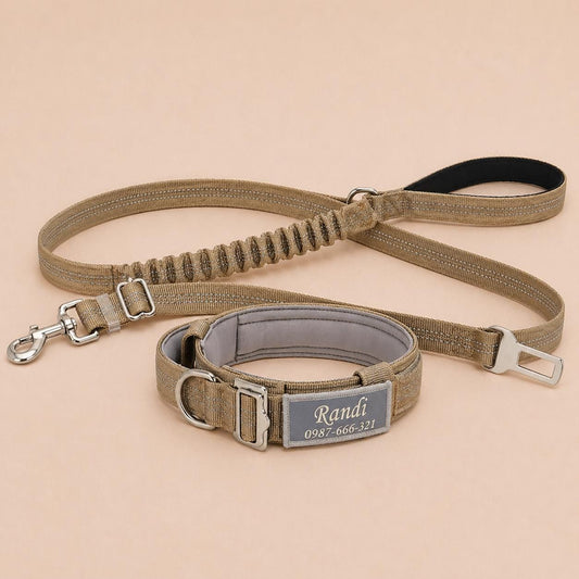 Tactical Dog Collar with Control Handle, Heavy Duty Lightweight Nylon Personalised Collar, 4 Colors, Reflective Adjustable K9 Dog Collar