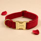 Personalized Red Velvet Dog Harness Set | Dog Collar Leash Bow Flower Poop Bag | Custom Name | Mix & Match 7-Piece Set