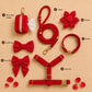 Personalized Red Velvet Dog Harness Set | Dog Collar Leash Bow Flower Poop Bag | Custom Name | Mix & Match 7-Piece Set
