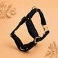 Custom Black Velvet Dog Harness Set | Personalized Name Collar Rope Leash Bow Poop Bag | Mix & Match 7-Piece Set