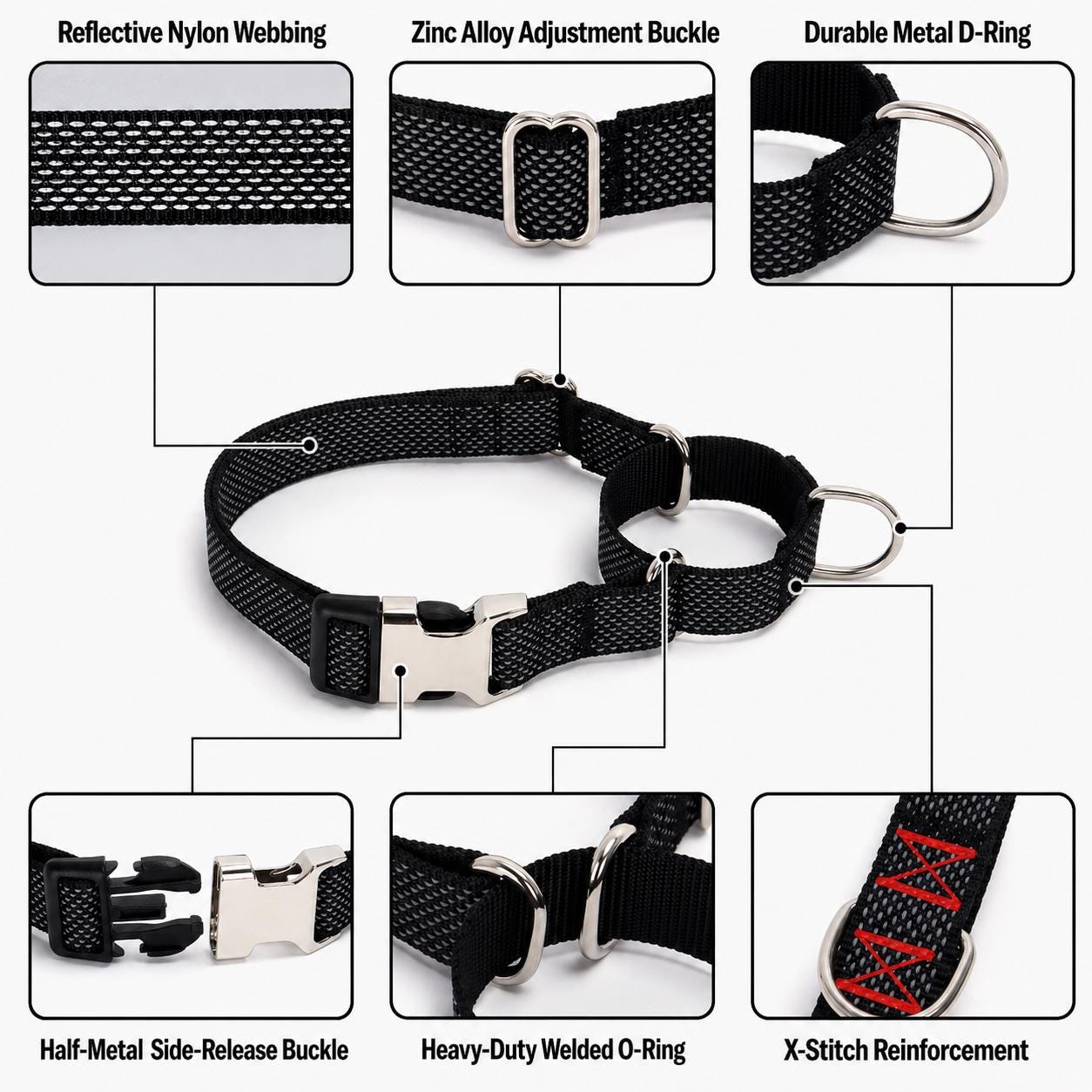 Orange No Pull Dog Harness, Hi Vis Martingale Collar & Optional Leash for Whippet Greyhound Saluki Borzoi, Engraved Sighthound Set